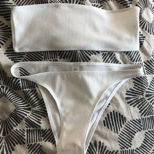 White Ribbed Bandeau set *reposh*